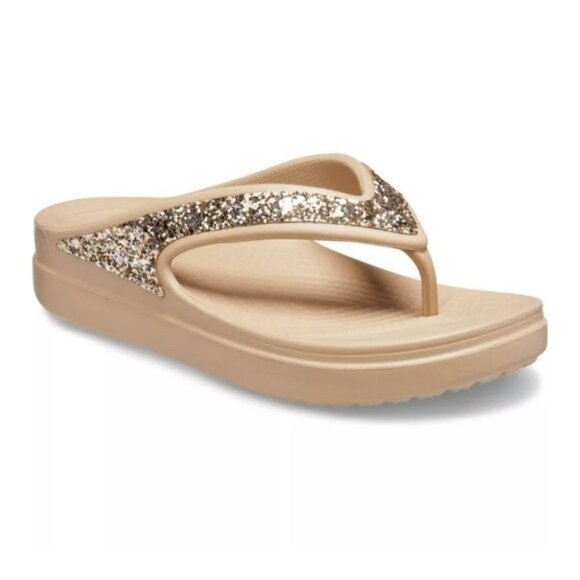 Crocs Women's Sloane Glitter Flip Flop Wedge Sandals W6 - Picture 1 of 10